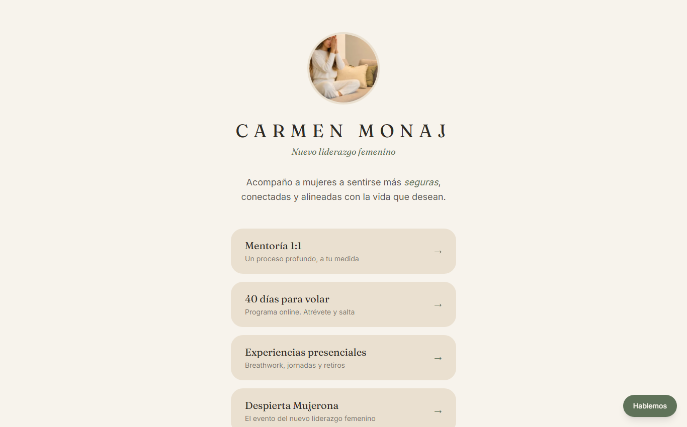 Web creada para Carmen Monaj, mentora