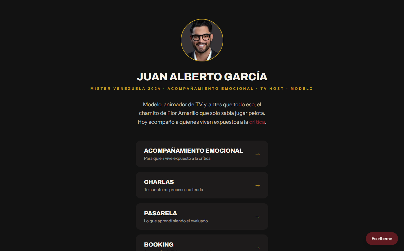 Web creada para Juan Alberto García, marca personal de TV